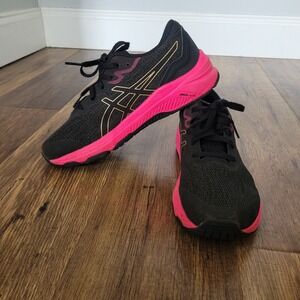 Asics GT-1000 11 Womens Running Shoes Black Pink Gold Sneakers Size 5